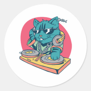 Pegatina Redonda Guay DJ Cat