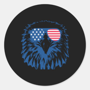 Pegatina Redonda Guay Eagle, Bandera Estadounidense, 4 de Julio Pat