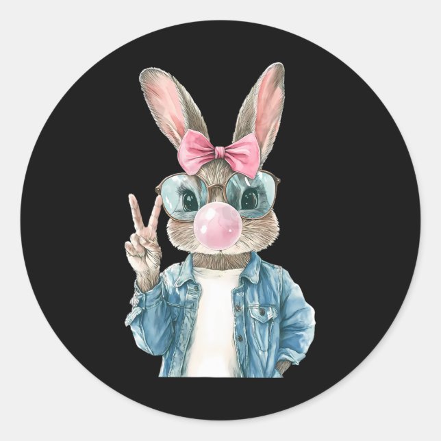 Pegatina Redonda Guay Easter Bunny Blow Bubble Gum Rabbit Egg Hunt (Anverso)