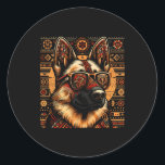 Pegatina Redonda Guay German Shepherd Ethnic Art Style Christma<br><div class="desc">Navidades de estilo de arte étnico de perro pastor de Guay</div>