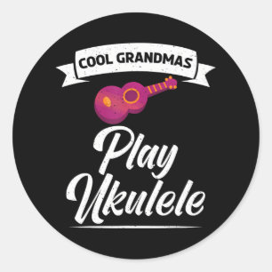Pegatina Redonda Guay Grandmas play Ukulele Uke Music Ukulele