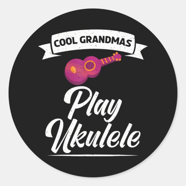 Pegatina Redonda Guay Grandmas play Ukulele Uke Music Ukulele (Anverso)