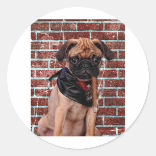 Pegatina Redonda Guay Hand Pug