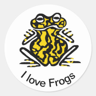 Pegatina Redonda Guay I love FROGS - Conservación - Naturaleza