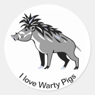 Pegatina Redonda Guay I love Warty PIGS - Animal lover - Nature - -