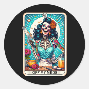 Pegatina Redonda Guay Mama Club Tarot Card Skeleteen Halloween