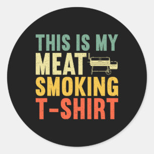 Pegatina Redonda Guay Meat Smoking Art Para Hombres Mujeres Bbq Gri