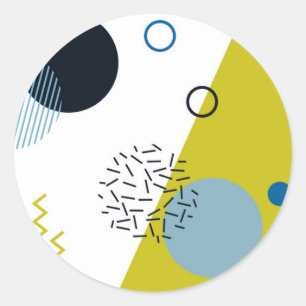 Pegatina Redonda Guay, moderno, moderno, geométrico verde Memphis