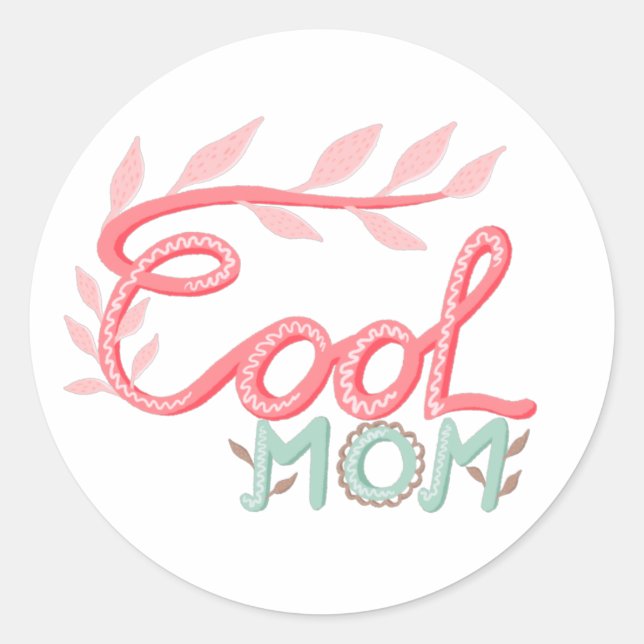 Pegatina Redonda Guay Mom Pink Hand Lettering Mother's Day (Anverso)