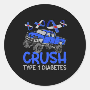 Pegatina Redonda Guay Monster Truck Cruype T1 Diabetes Awareness Ri