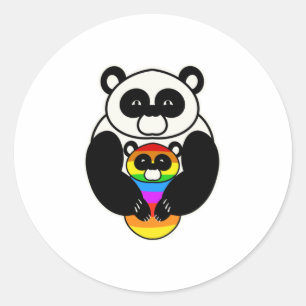 Pegatina Redonda Guay Panda con la madre divertida de los colores L