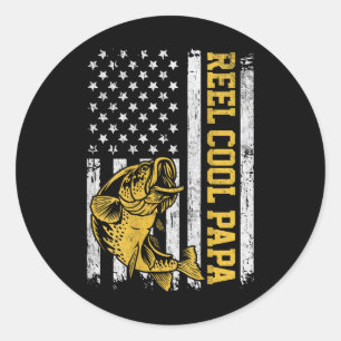 Pegatina Redonda Guay Papa Patriotic Fishing Design O