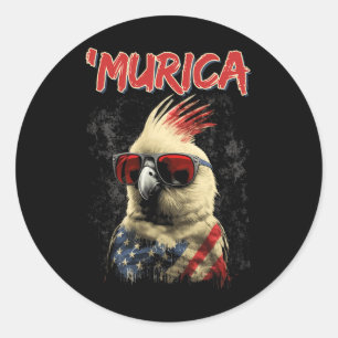 Pegatina Redonda Guay Patriotic Atiel Bird 4 De Julio American Fla