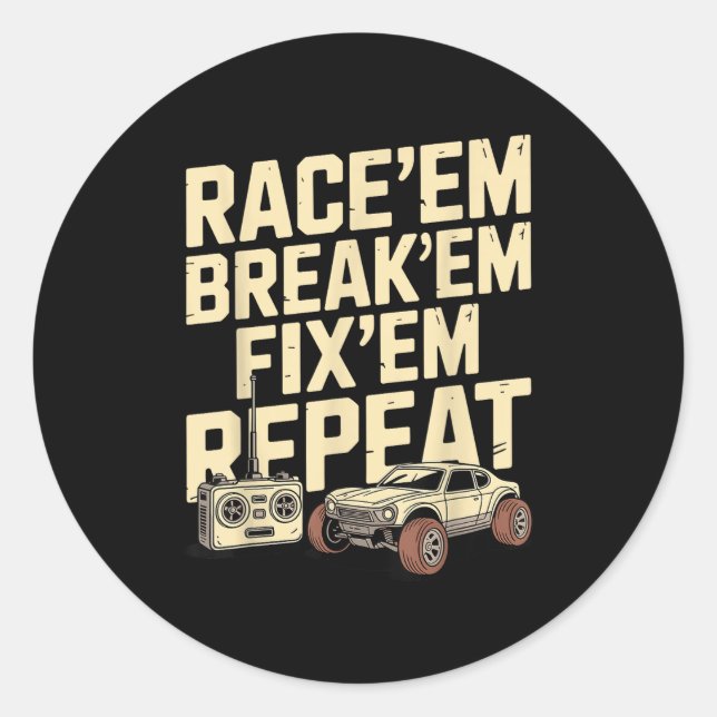 Pegatina Redonda Guay Rc Arte De Carreras Para Hombres Control Remo (Anverso)