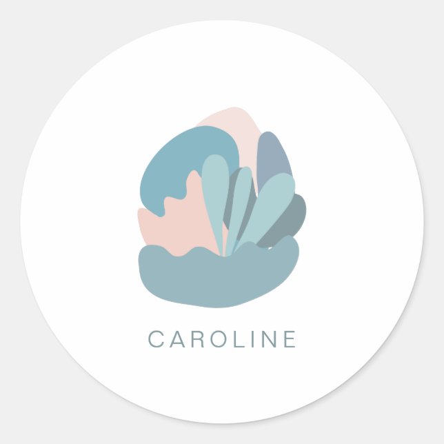 Pegatina Redonda Guay resume el modernismo en azul personalizado (Anverso)