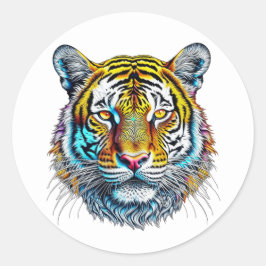 Pegatina Redonda Guay Resumen Cara de tigre