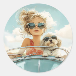 Pegatina Redonda Guay Ride con el mejor amigo