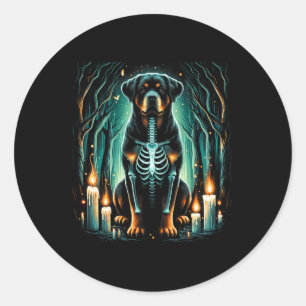 Pegatina Redonda Guay Rottweiler Dog Skeleton Halloween Dog Mom Dad
