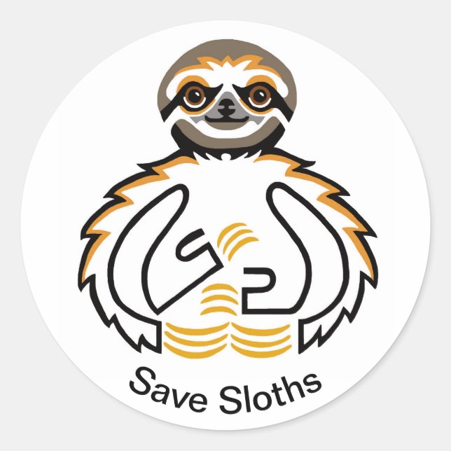 Pegatina Redonda Guay Save SLOTHS - Activista animal - Vida silvest (Anverso)