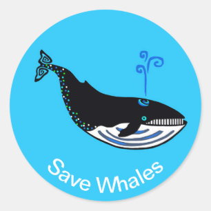 Pegatina Redonda Guay - Save WHALES - Naturaleza - Conservación - A