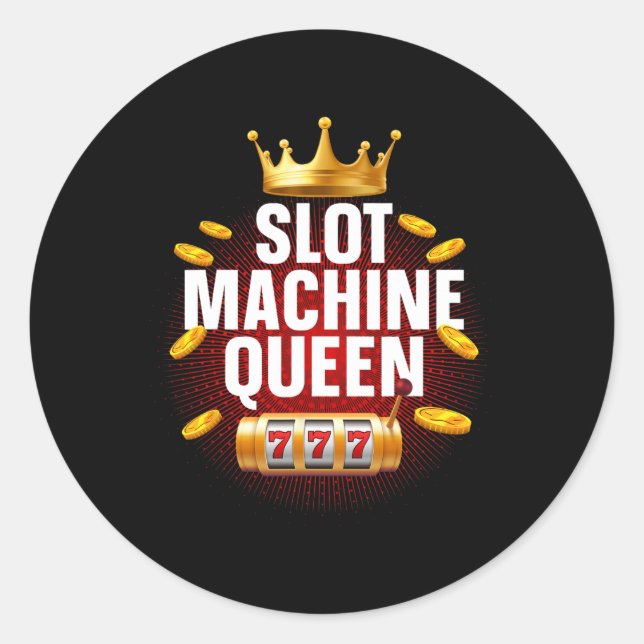 Pegatina Redonda Guay Slot Machine Queen Art Para Mujeres Chicas Ca (Anverso)