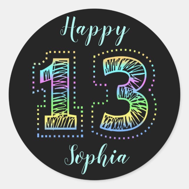 Pegatina Redonda Guay sobre la decoración de la fiesta de cumpleaño (Anverso)