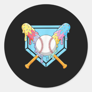 Pegatina Redonda Guay Sport Béisbol De La Placa De La Casa Con Roci