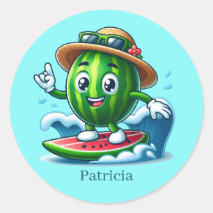 Pegatina Redonda Guay surfing watermelon add name