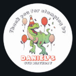 Pegatina Redonda Guay T-Rex Dinosaur Kids Birthday Party<br><div class="desc">Favoritos de fiesta para niños,  niños o chicas que aman los dinosaurios y el t-rex. Perfecto para la fiesta de cumpleaños de los niños,  los favores de fiesta y la etiqueta de agradecimiento. También puede personalizar el texto para la ducha de bebé u otra ocasión y fiesta.</div>