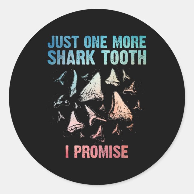 Pegatina Redonda Guay Tiburón Teeth Art Para Hombres Mujeres Megalo (Anverso)