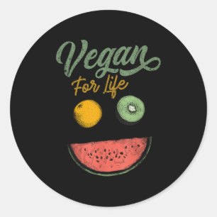 Pegatina Redonda Guay Vegan For Life Veggie Food Plant Diet World V