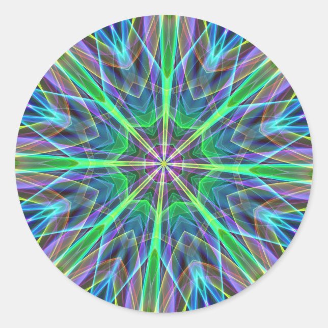 Pegatina Redonda Guay Vibrant Neon Pastel Aura Mandela (Anverso)