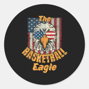 Pegatina Redonda Guay Vintage Family Matching Basketball Eagle 4