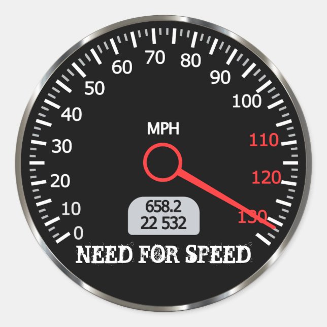 Pegatina Redonda Guay Y Funny Speedometer De Coches (Anverso)