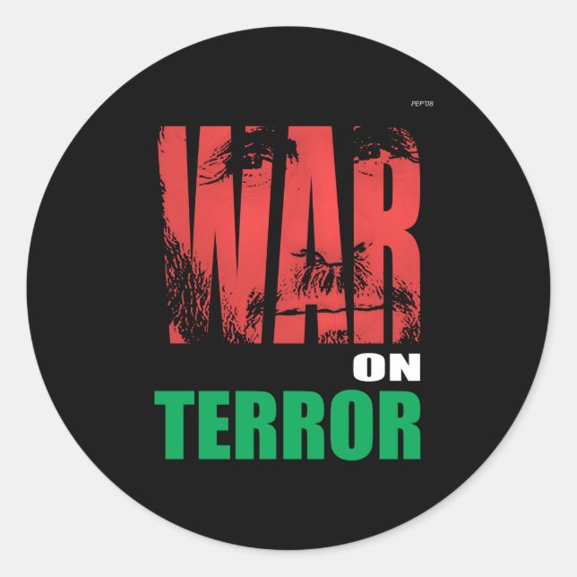 Pegatina Redonda Guerra Contra El Terror (Anverso)