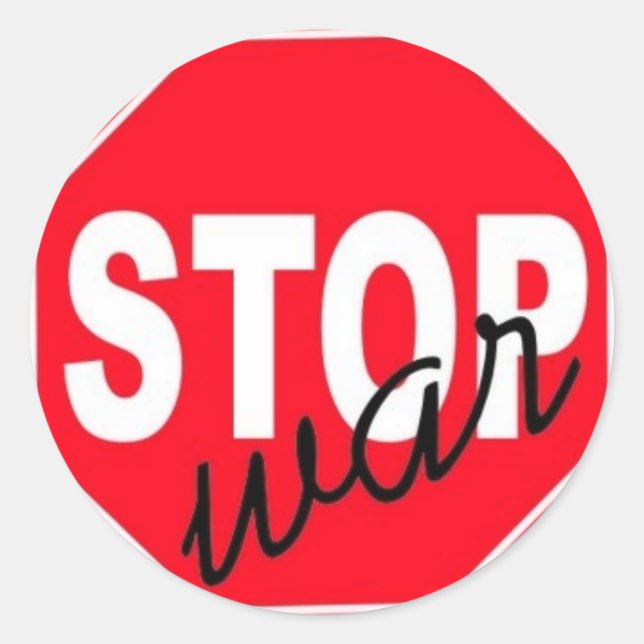 Pegatina Redonda Guerra de paz (Anverso)