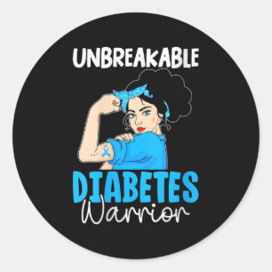 Pegatina Redonda Guerrera de la diabetes inquebrantable, cuello V p