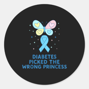 Pegatina Redonda Guerrera de la diabetes T1d Princesa mariposa Diab