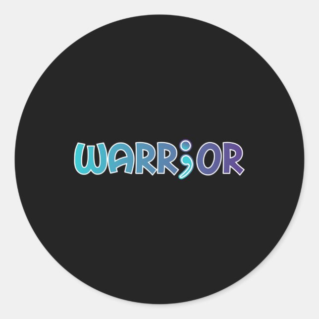 Pegatina Redonda Guerrero Anti Suicidio Ansiedad (Anverso)