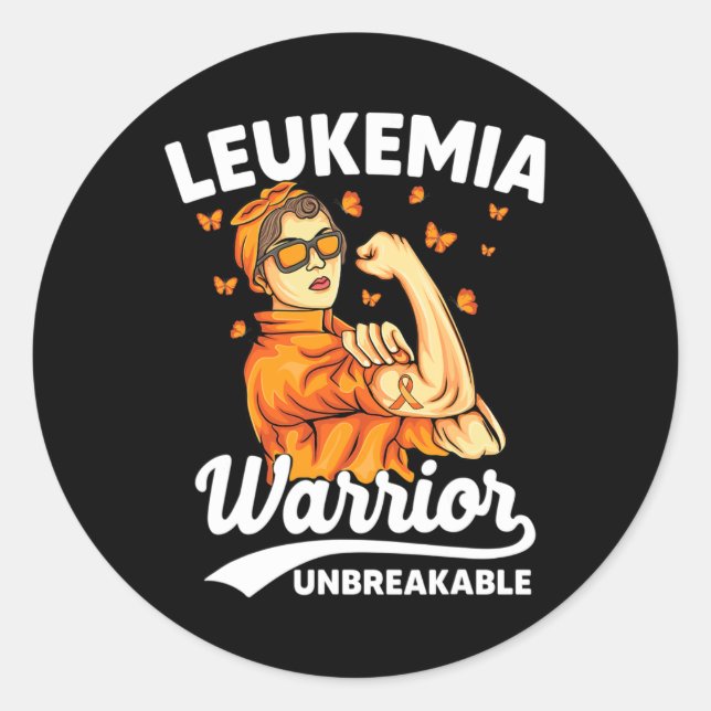 Pegatina Redonda Guerrero Apoyo inquebrantable Conciencia sobre la  (Anverso)