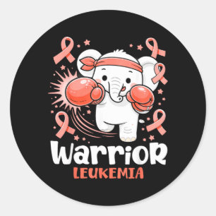 Pegatina Redonda Guerrero Concienciación Leucemia Elefante Boxeo Li