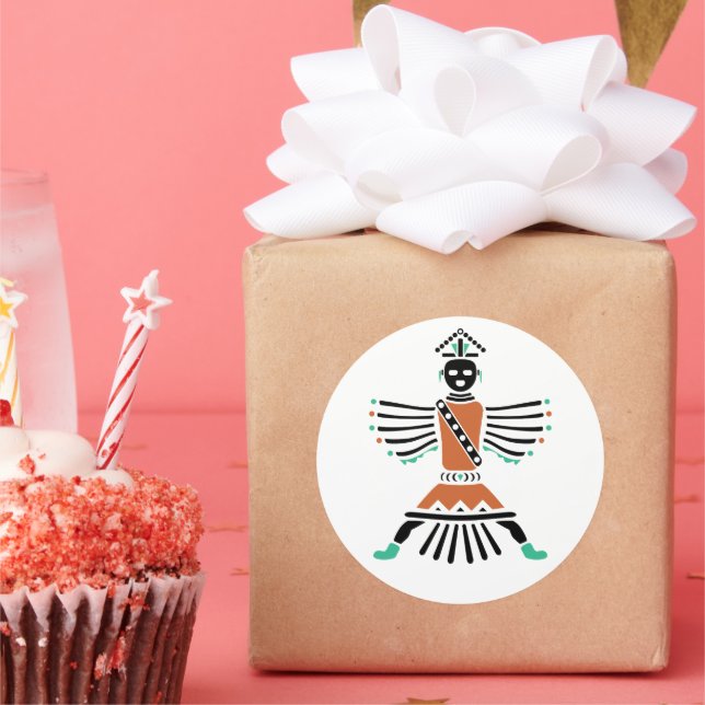 Pegatina Redonda guerrero de apuñalamiento (Fiesta)