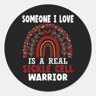 Pegatina Redonda Guerrero de la celda de la glándula arcoiris de Le