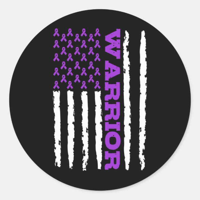 Pegatina Redonda Guerrero de la conciencia de la epilepsia (Anverso)