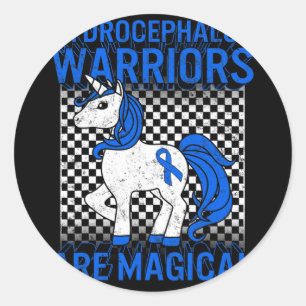 Pegatina Redonda Guerrero de la conciencia Magia Unicornio Azul Cin
