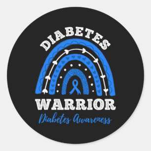 Pegatina Redonda Guerrero de la diabetes Cinta azul T1d Tipo 1 Diab