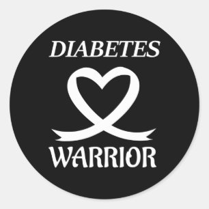 Pegatina Redonda Guerrero de la diabetes Cinta del corazón Sensibil