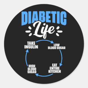 Pegatina Redonda Guerrero de la diabetes de la vida diabética mascu