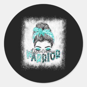 Pegatina Redonda Guerrero de la disautonomía blanqueado Messy Bun T