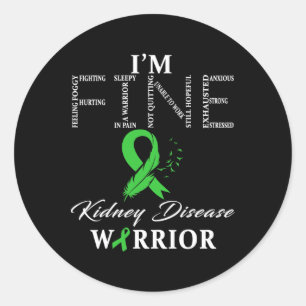 Pegatina Redonda Guerrero de la enfermedad renal estoy bien